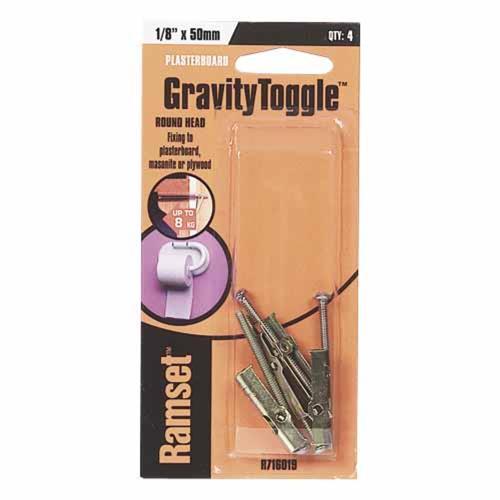 Ramset Gravity Toggle 1/8 Inch X 50mm Zinc Passivated Pack of 4