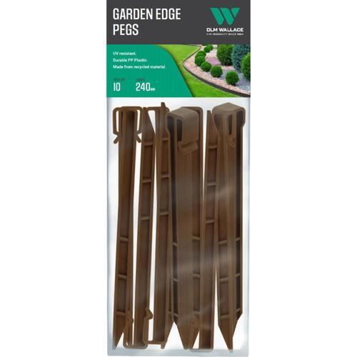 DLM WALLACE Garden Edging Pegs Pack of 10 BROWN PEGS