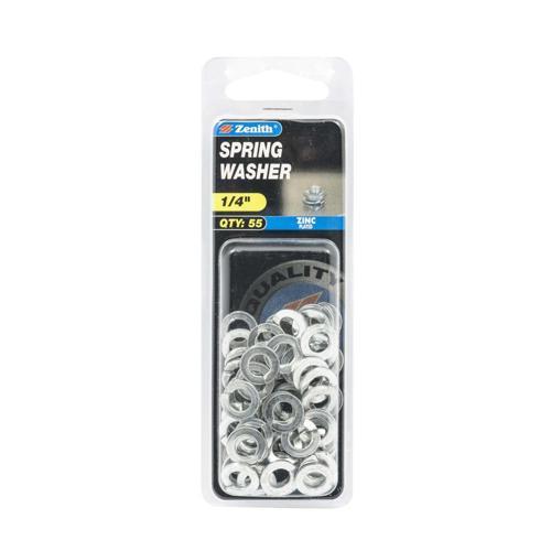 Zenith Spring Washer 1/4 Inch Zinc Plated Pack of 55