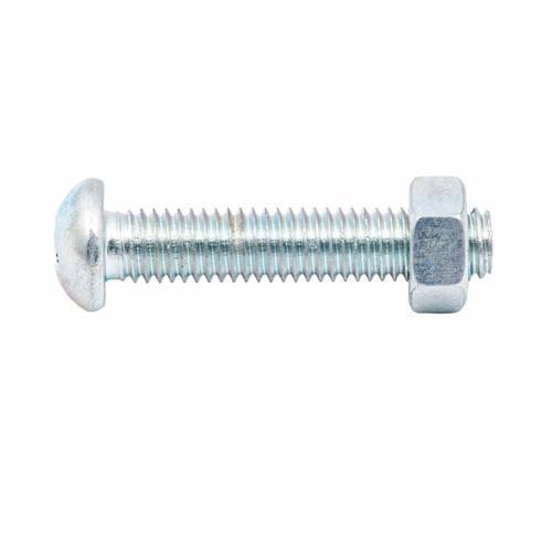 Zenith Round Head Bolt & Nut 5 X 25mm Zinc Plated Pack of 12