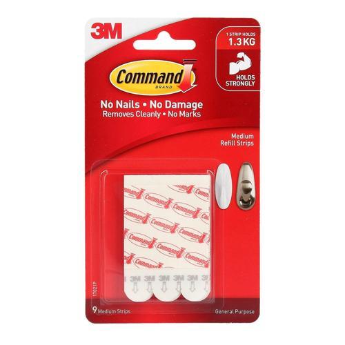 Command Refill Strips Medium White Pack of 9