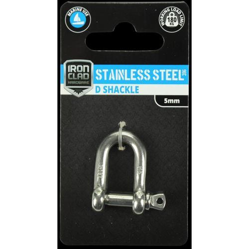 Iron Clad D Shackle 5mm Stainless Steel 316