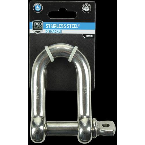 Iron Clad D Shackle 16mm Stainless Steel 316