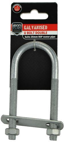 Iron Clad U Bolt Double 25mm Galvanised