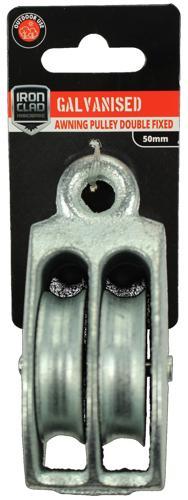 Iron Clad Double Fixed Awning Pulley 50mm Galvanised