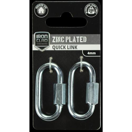 Iron Clad Quick Link 4mm Zinc Plated Pack of 2