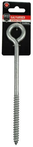 Iron Clad Screw Eye 9.5x200mm Galvanised Pack of 1