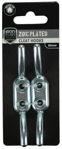 Iron Clad Cleat Hook 85mm Zinc Plated Pack of 2