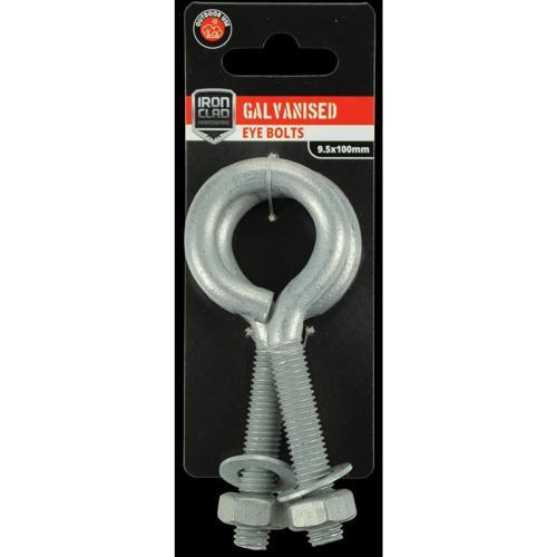 Iron Clad Eye Bolt 9.5x100mm Galvanised Pack of 2