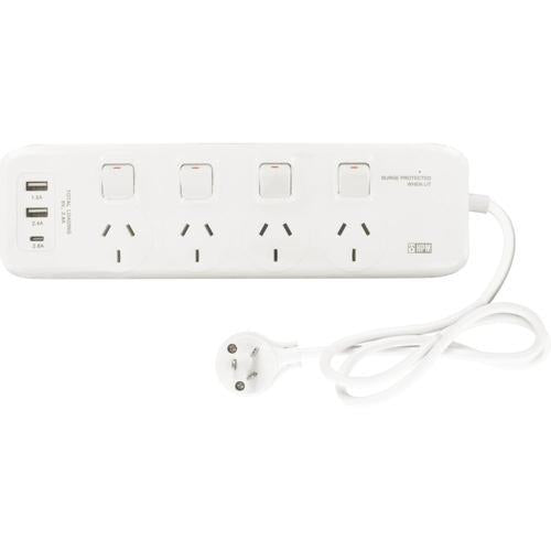 HPM Powerboard 4 Outlet USB A&C D204PAUSBAACWE