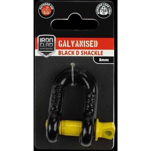 Iron Clad D Shackle 8mm Galvanised Black
