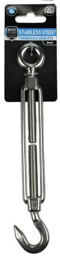 Iron Clad Turnbuckle Hook/Eye 8mm Stainless Steel 316