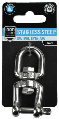 Iron Clad Swivel Eye/Jaw 6mm Stainless Steel 316