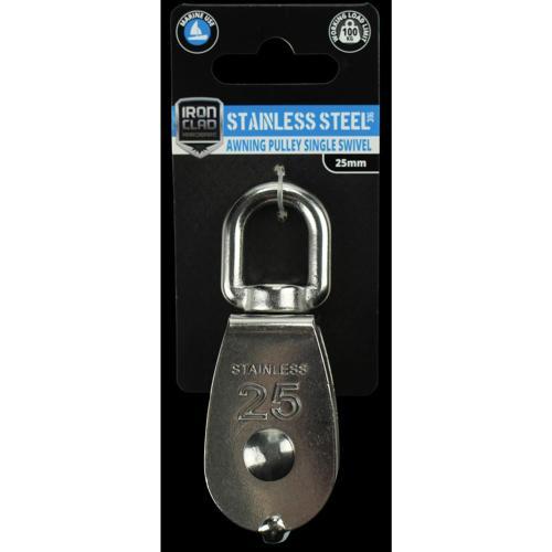 Iron Clad Single Swivel Awning Pulley 25mm Stainless Steel 316