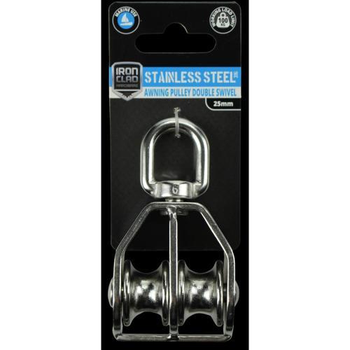 Iron Clad Double Swivel Awning Pulley 25mm Stainless Steel 316