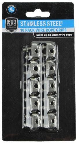 Iron Clad Wire Rope Grips 3mm Stainless Steel 316 Pack of 10