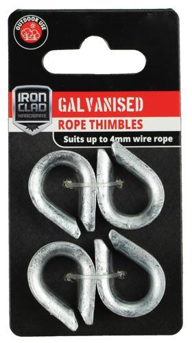 Iron Clad Rope Thimbles 4mm Galvanised Pack of 4