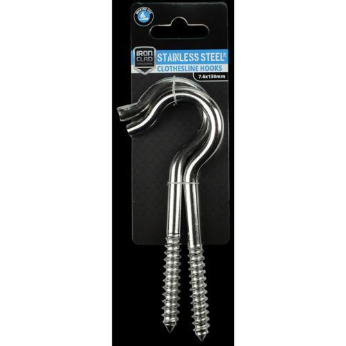 Iron Clad Clothesline Hook 130mm Stainless Steel 316