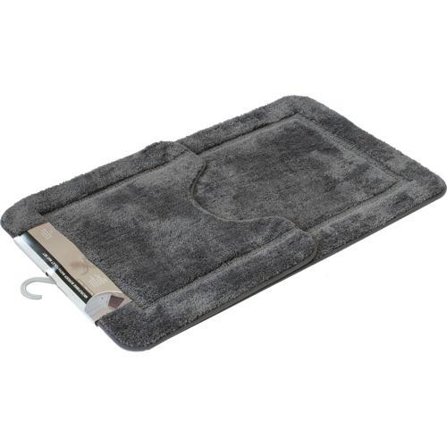 Soft Touch Microfibre Bath & Toilet Mat Set 80cm X 50cm Charcoal