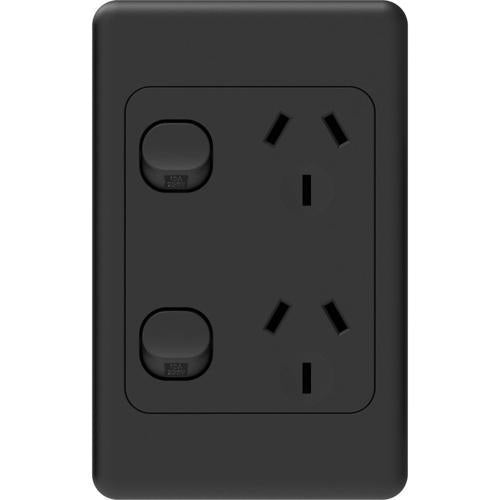 Number 8 Double Vertical Power Point Switch 250 Volt Black