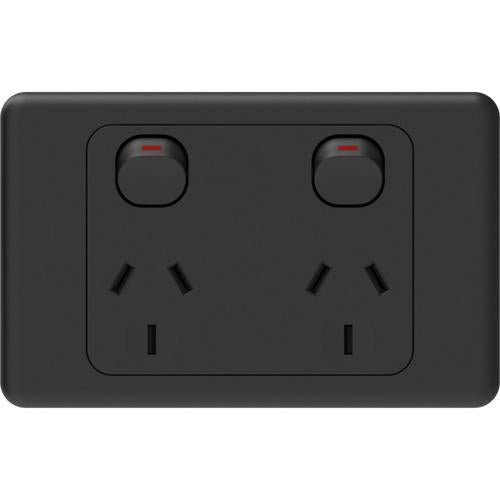 Number 8 Double Horizontal Point Switch 250 Volt Black