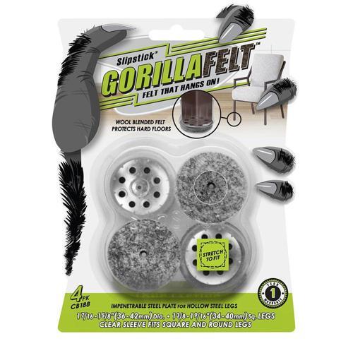 Slipstick GorillaFelt Round Clear Sleeve Glides With Felt 36 To 42mm Pack of 4