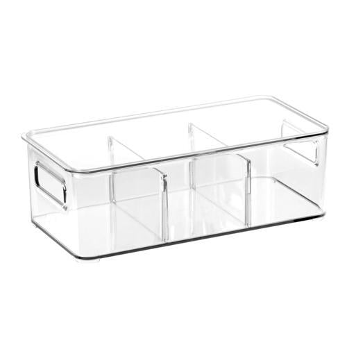 Nouveau Storage Bin With Dividers And Lid 310 X 150mm Clear