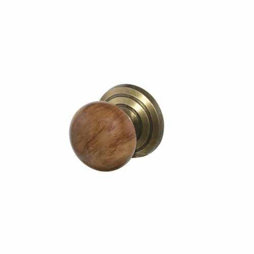 Sylvan Passage Door Knob Rimu With Antique Brass Bass