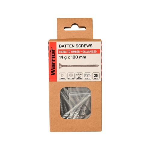 Warrior Batten Screws 14 G X 100mm Galvanised Pack of 25