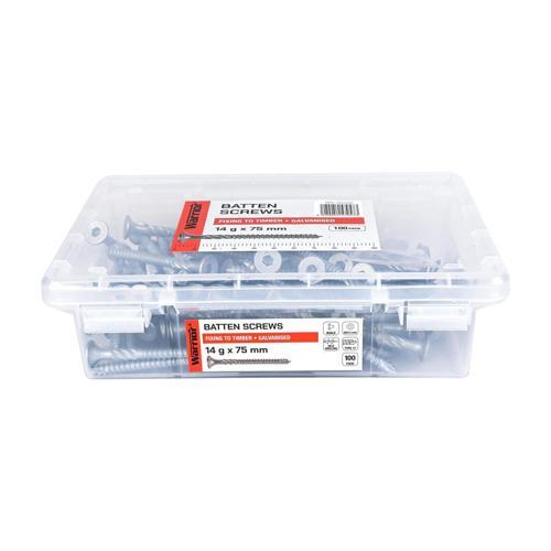 Warrior Batten Screws 14 G X 75mm Galvanised Pack of 100