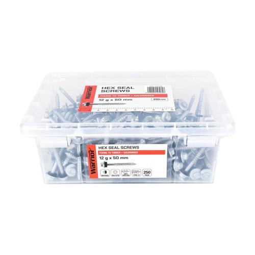 Warrior Hex Seal Screws 12 G X 50mm Galvanised Pack of 250