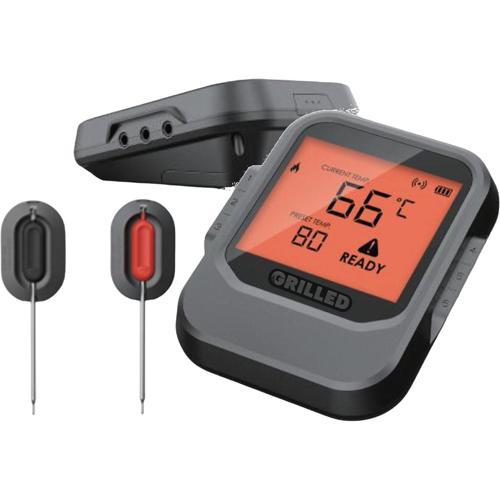 Grilled BLUETOOTH THERMOMETER 2 PROBE 60m Range Black