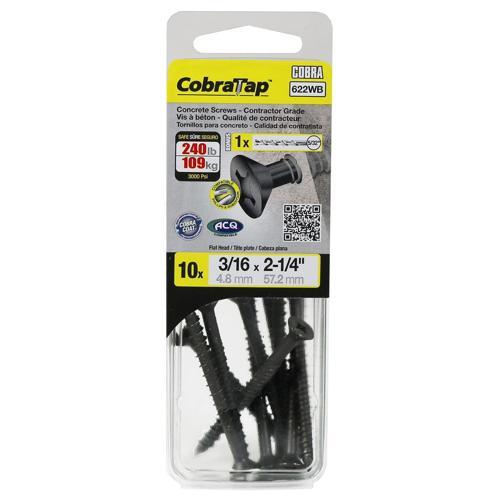 Cobra Concrete Screw 4.8X44.4mm FH 10 Pack Black Pack of 10