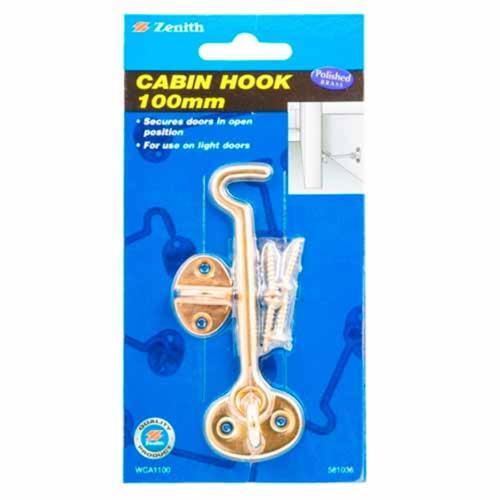 Zenith Cabin Hook 100mm Polished Brass Finish