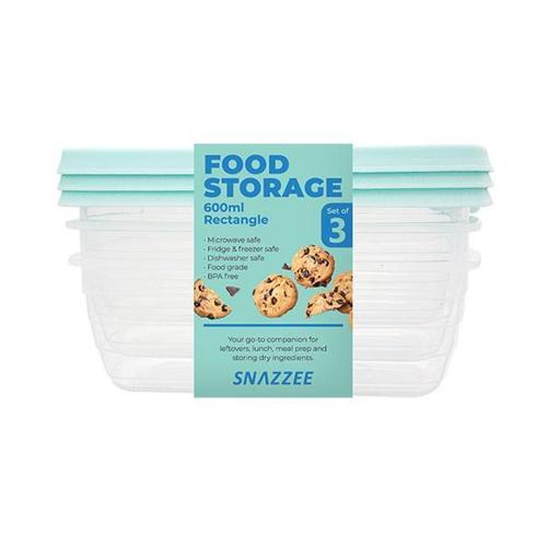 Snazzee Container Rectangle Set Of 3 600mL Assorted