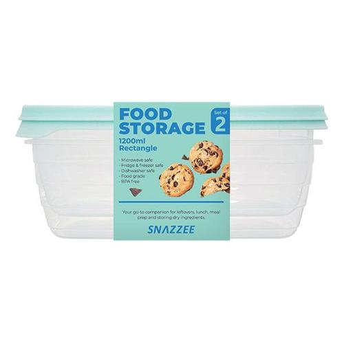 Snazzee Container Rectangle Set Of 2 1200mL Assorted