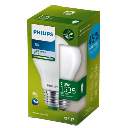 Philips LED Ultra Efficient A60 E27 1535 Lumen Frosted 7.3 Watt Cool White