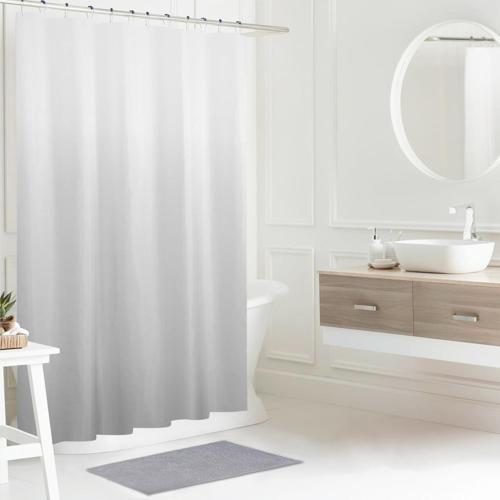 Nouveau Shower Curtain & Bathmat Combo Set White Gradient