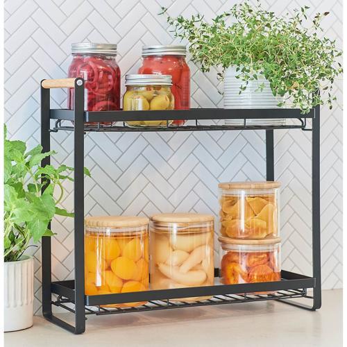 Nouveau Spice Rack Wood Handle Black