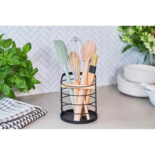 Nouveau Utensil Holder Wood Divider Black