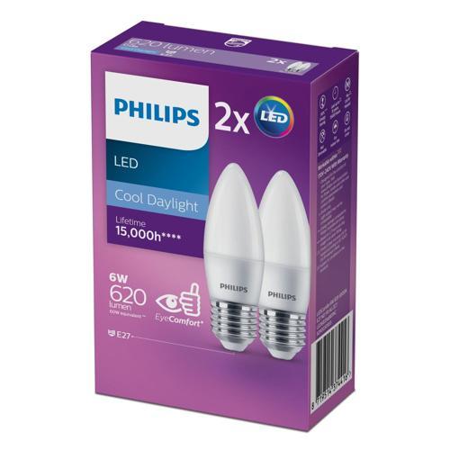 Philips Light Bulb LED E27 470lm Frosted Lustre 2 Pack 5W Warm White Pack of 2