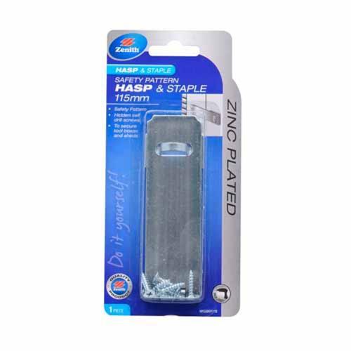 Zenith Safety Pattern Hasp & Staple 115mm Zinc Plated