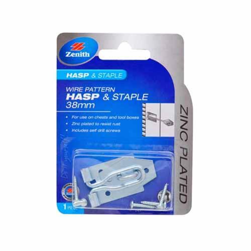 Zenith Wire Pattern Hasp & Staple 38mm Zinc Plated