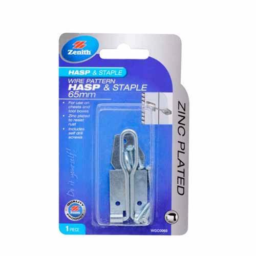 Zenith Wire Pattern Hasp & Staple 65mm Zinc Plated