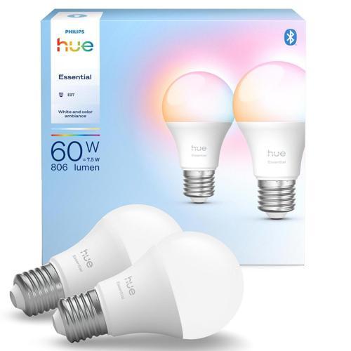 Philips Essential E27 806 Lumens 2 Pack 7.5 Watts Colour
