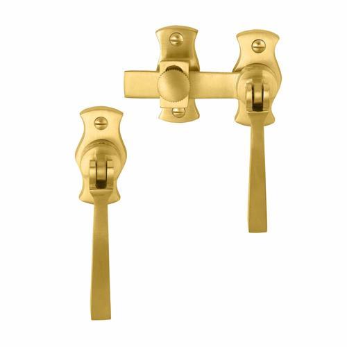 Windsor French Door Catch Square 110mm 120mm 40mm Polished Brass Finish