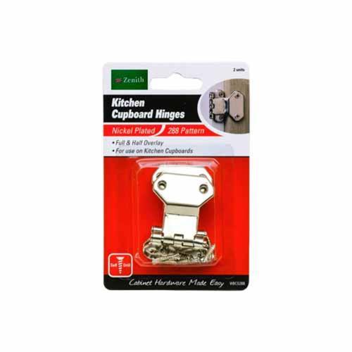 Zenith Kitchen Cupboard Hinges Nickel Plated Pack of 2