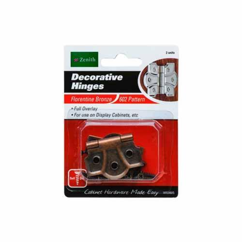 Zenith Decorative Hinges Florentine Bronze Pack of 2