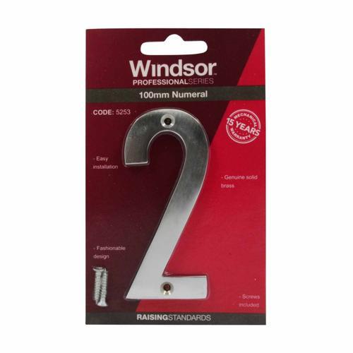 Elements Hardware Modern Numeral #2 100mm Satin Chrome Finish