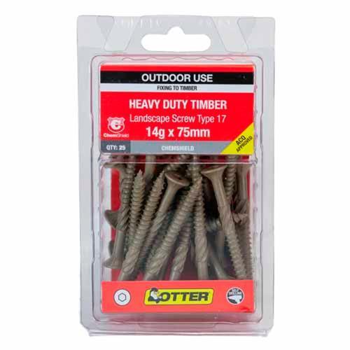 Otter Heavy Duty Landscape Timber Screws 14g X 75mm Pack of 25 ChemShield